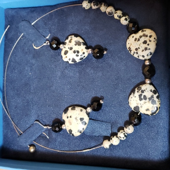 Dalmatian Jasper Heart Choker - Picture 1 of 3